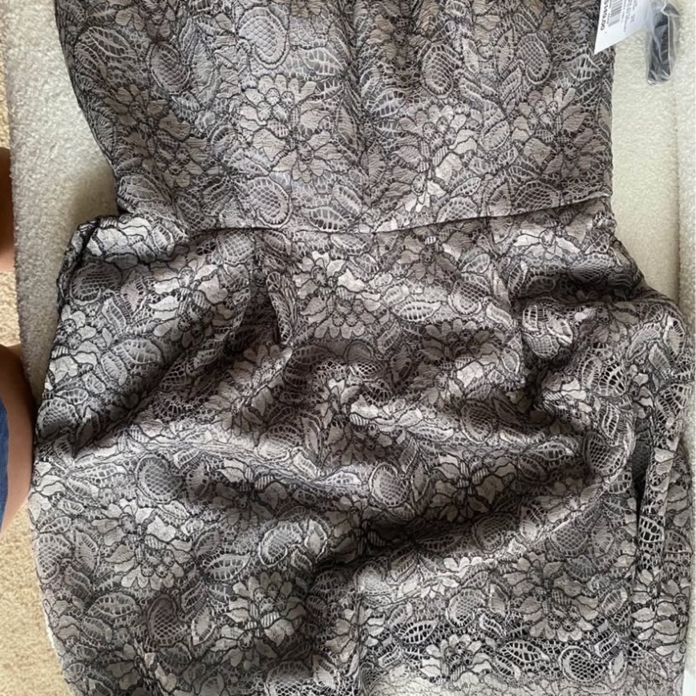 David's Bridal Strapless Lace Dress - Black and Gray